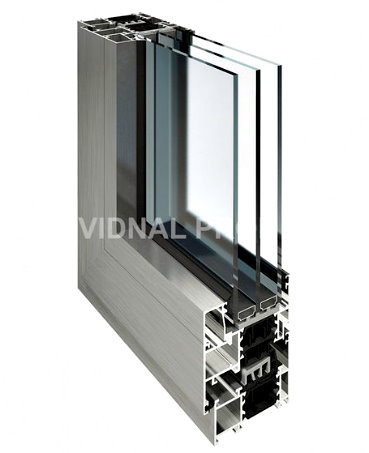 профиль оконно-дверной системы VIDNAL V68 с повышенной теплоизоляцией в разрезе