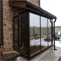 Пластиковые окна ПВХ дача. Тамбур панорамный с зеркальной тонировкой д.Паниково
